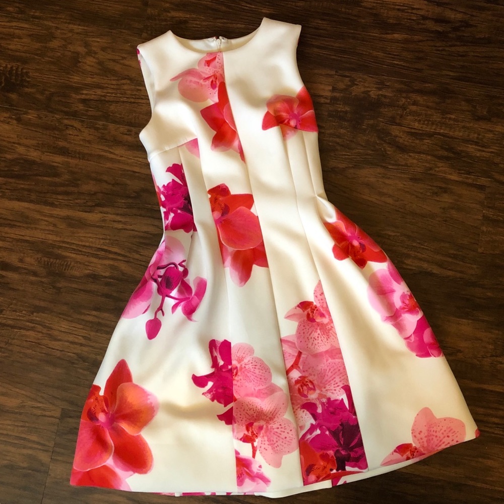 Calvin Klein Floral Print Fit and Flare Dress